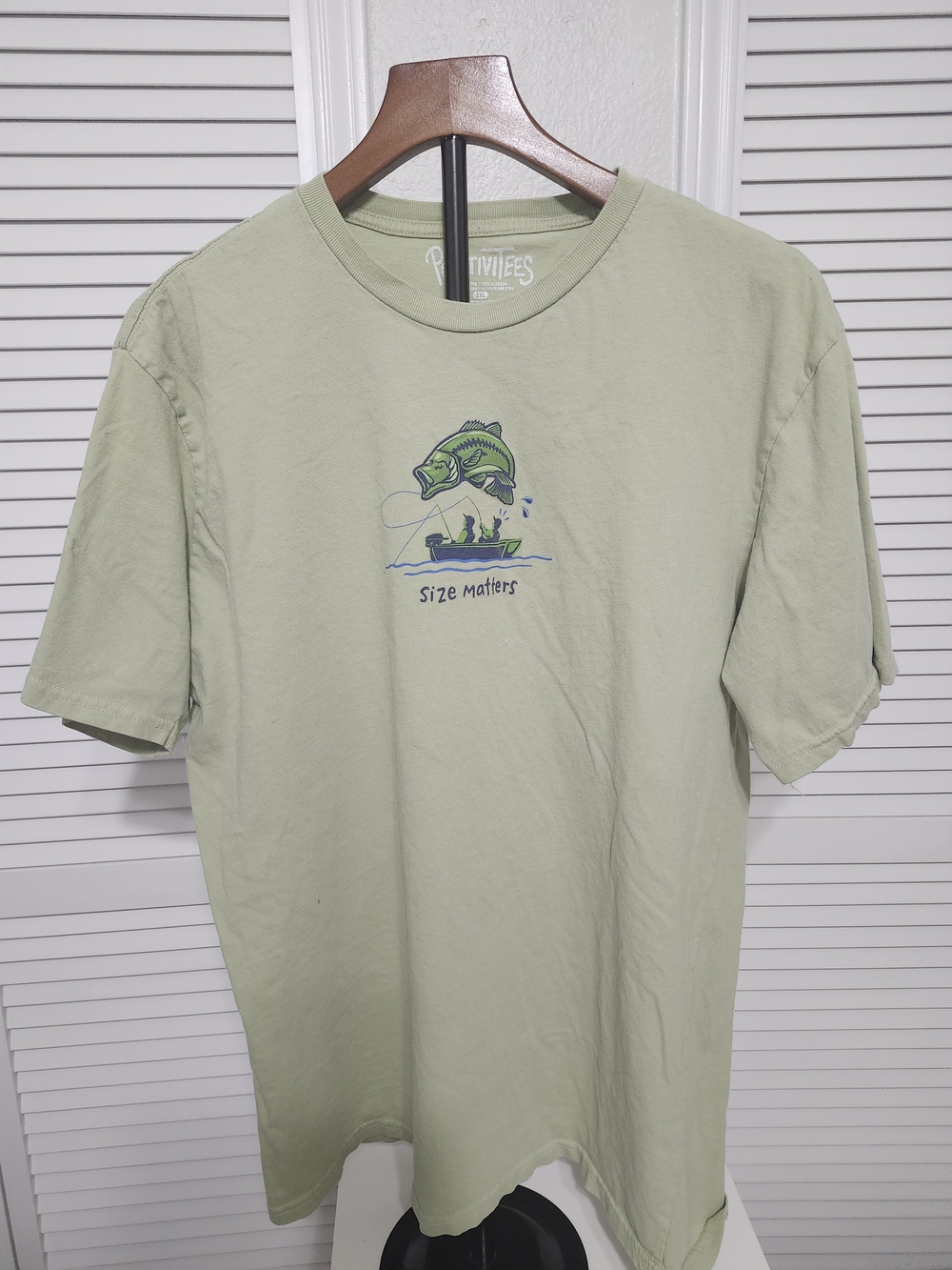 Primitive Sage Green Short-Sleeve Fishing Graphic Tee - Size Matters